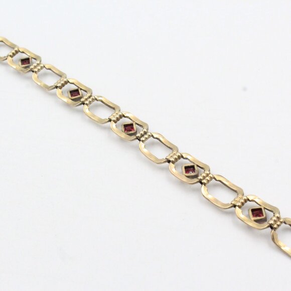 Sweet Emmons Signed Designer Pink Fucshia Glass Squared Rose Gold Tone Bracelet - Picture 4 of 9